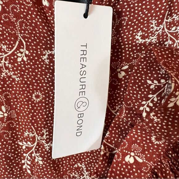 Treasure & Bond Shirred Long Sleeve Ditsy Floral Midi Dress - Picture 11 of 16